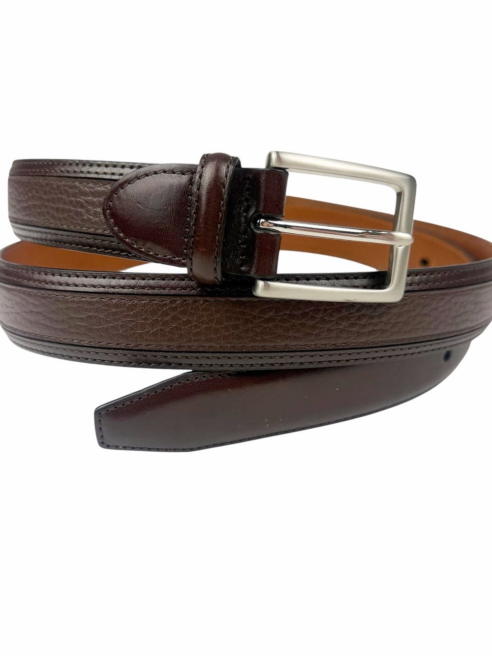 Johnston & Murphy Pebbled Leather Brown Dress Belt Size 44